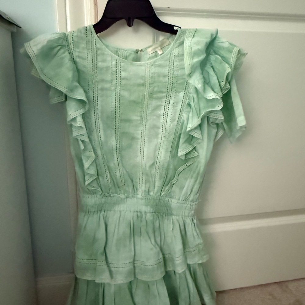 LoveShackFancy Light Green Ruffle Dress
